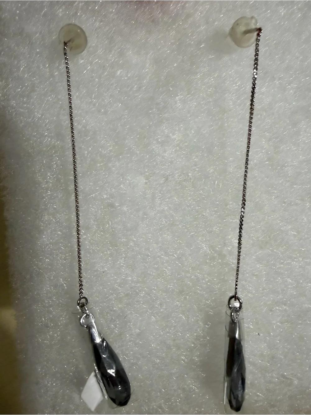 Swarovski Silver Threader Earrings with Faceted Teardrops